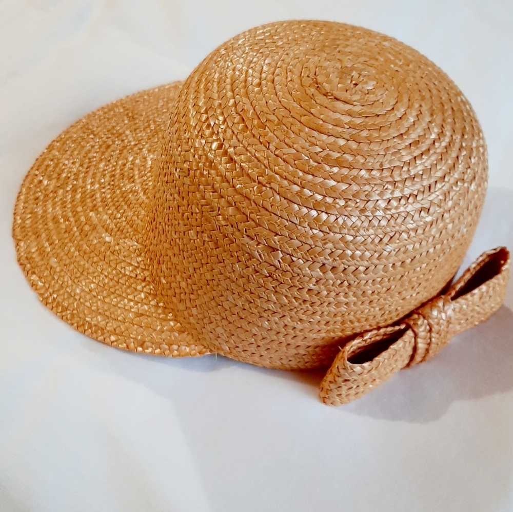 Women's Straw Sun Hat with Bow - Tan